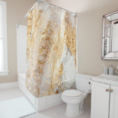 Moderne, weiße und goldfarbene Grundfarbe Tex Duschvorhang (Beispiel)