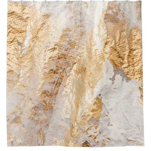 Moderne, weiße und goldfarbene Grundfarbe Tex Duschvorhang (Vorderseite)
