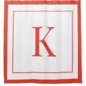 moderne weiße und orange Monogramm Initiale Duschvorhang (Vorderseite)