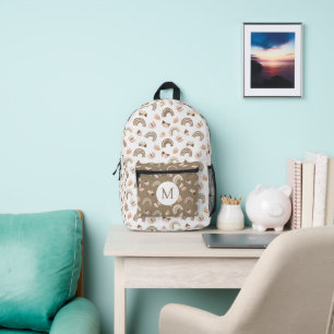 Moderne weiße und rosa Schmetterlinge Regenbogen-M Bedruckter Rucksack