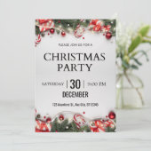 Moderne, weiße und rote minimalistische Party Einl Einladung (Stehend Vorderseite)