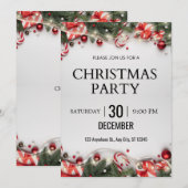 Moderne, weiße und rote minimalistische Party Einl Einladung (Vorne/Hinten)