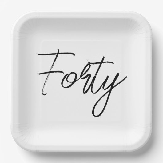 Moderne weiße und schwarze Geburtstagsparty Pappteller (Vorderseite)