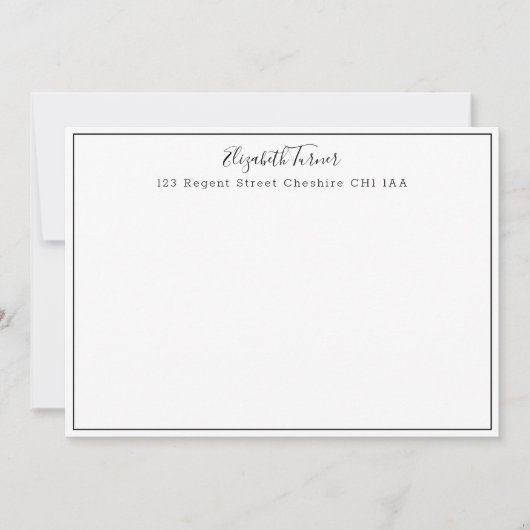 Moderne weiße und schwarze Grenze Mitteilungskarte (Vorderseite)