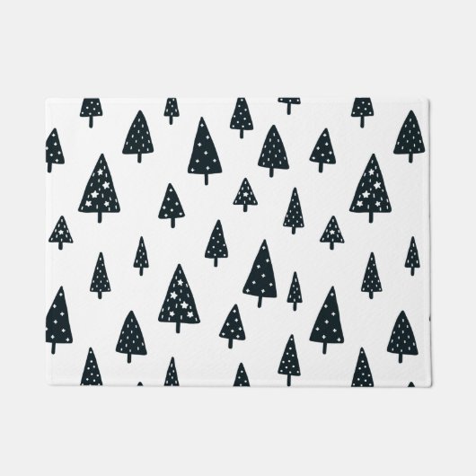 Moderne weiße und schwarze skandinavische Weihnach Fußmatte (Vorderseite)