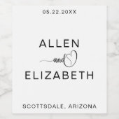 Moderne weiße und schwarze Stilelemente für Hochze Weinetikett (Einzelnes Label)