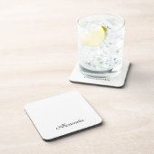 Moderne weiße Vorlage, schwarze Schriftzeichen Getränkeuntersetzer (Rechte Seite)