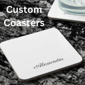 Moderne weiße Vorlage, schwarze Schriftzeichen Getränkeuntersetzer