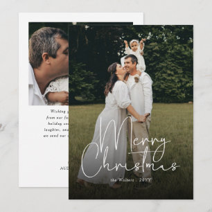 Moderne Weiße Weihnachts-Schrift Foto-Überlagerung Feiertagskarte