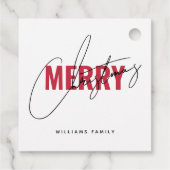 Moderne weiße Weihnachtsschrift Geschenkanhänger (Rückseite)