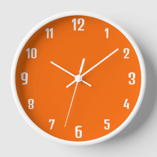 Moderne weiße Zahlen | Classic Neon Sunset Orange Uhr (Vorderseite)