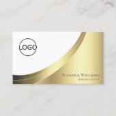 Moderne Weißgoldtöne mit Logos und Foto Noble Visitenkarte (Vorderseite)