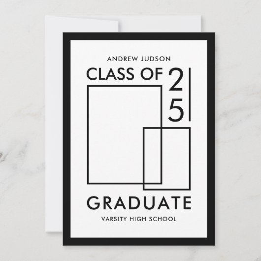 Moderne Weißklasse mit 25 Foto Grad Party Einladung (Vorderseite)