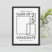 Moderne Weißklasse mit 25 Foto Grad Party Einladung (Stehend Vorderseite)