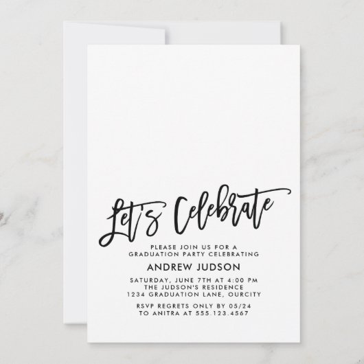 Moderne Weißklasse mit 25 Foto Grad Party Einladung (Rückseite)