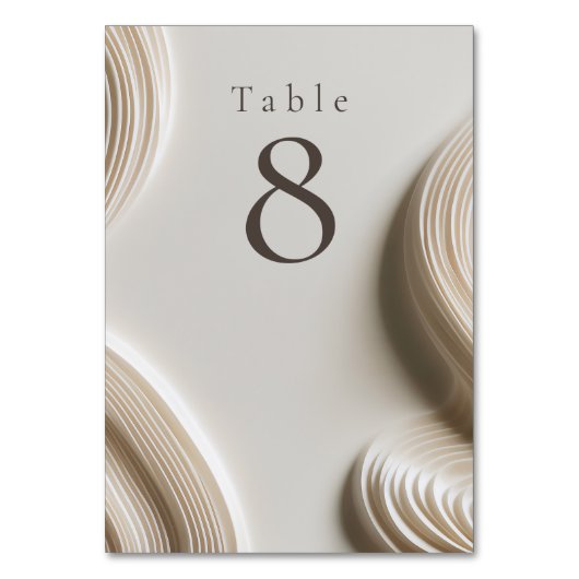 Moderne, weißliche Hochzeit Tischnummer (Rückseite)