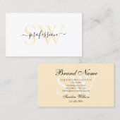 Moderne Weißpastelkoralle mit Chic Monogram Visitenkarte (Vorne/Hinten)