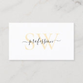 Moderne Weißpastelkoralle mit Chic Monogram Visitenkarte (Vorderseite)