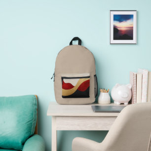 Moderne Welle Gold Rot Schwarz  Bedruckter Rucksack