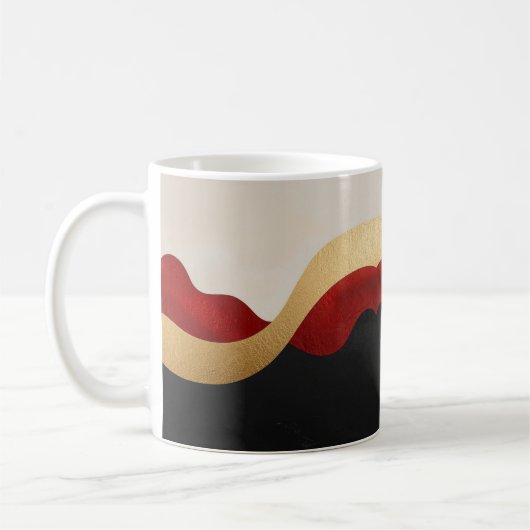 Moderne Welle Gold Rot Schwarz  Kaffeetasse (Links)