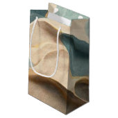 Moderne Welle in beigem Blau Kleine Geschenktüte (Rückseite Schrägansicht)