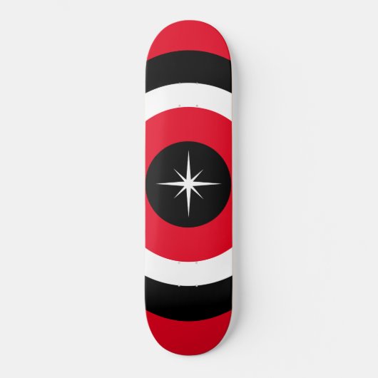 Moderne Wellen in schwarz, rot und weiß Skateboard (Vorderseite)