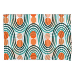 Moderne Wellen und Kreise des Mitteljahrhunderts Kissenbezug