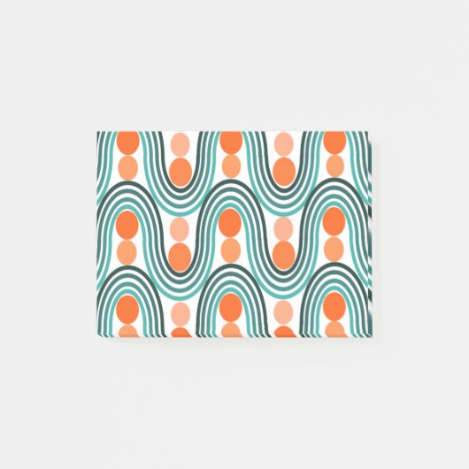 Moderne Wellen und Kreise des Mitteljahrhunderts Post-it Klebezettel (Vorderseite)