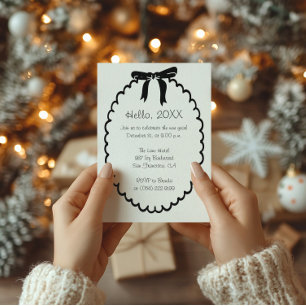 Moderne wellenförmige Neujahrsgrenze mit Schleife Feiertagskarte