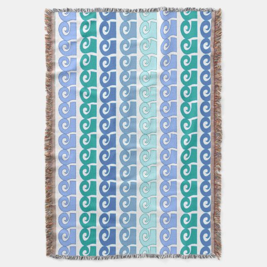 Moderne Wellenmuster in Blautönen Decke (Vorderseite Vertikal)