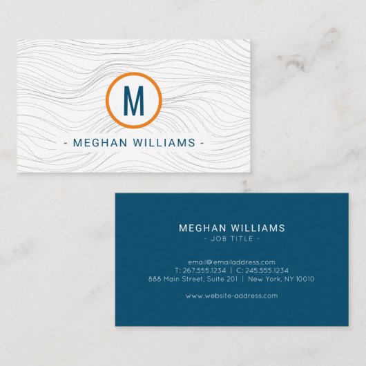 Moderne Wellenmuster Indigokarte Visitenkarte (Vorne/Hinten)