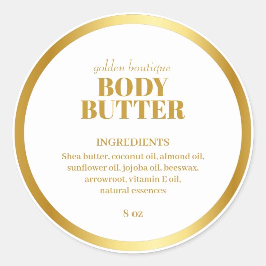 Moderne Wellness-Center-Produktingrediente White G Runder Aufkleber (Vorderseite)