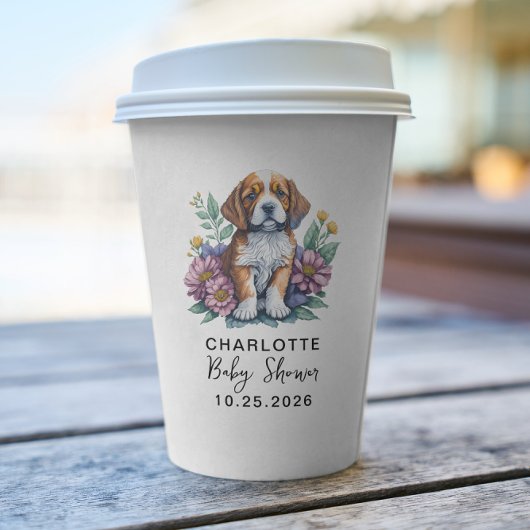 Moderne Welpe Dog Terracotta Kinderdusche Pappbecher