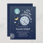 Moderne WeltraumCountdown Kinderduschenstars Einladung (Vorne/Hinten)
