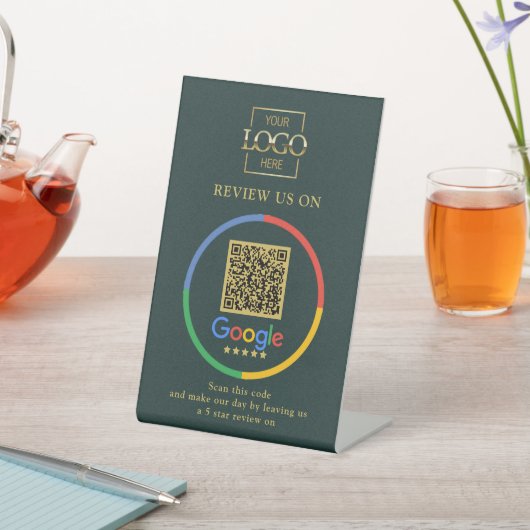 Moderne Werbe Google Bewertungen QR-Code Unternehm Sockelschild (In SItu)