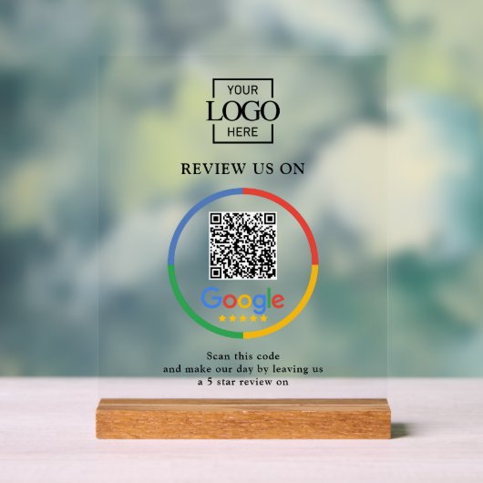 Moderne Werbe-Google-Rezensionen QR-Code Geschäft Acrylschild (Neutral)