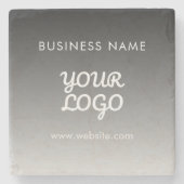 Moderne Werbe-Logo & Text | Bearbeitbare Farbe Steinuntersetzer (Vorderseite)