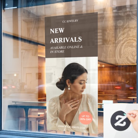 Moderne Werbeaktion Foto Brown Business Ads Fensteraufkleber (Café-Fenster)