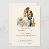 Moderne Western Boho Couple Wüstenhochzeit Einladung (Vorne/Hinten)
