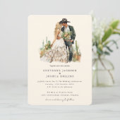 Moderne Western Boho Couple Wüstenhochzeit Einladung (Stehend Vorderseite)
