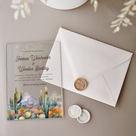 Moderne Western Braun Wüste Kaktus Landschaft Acryleinladungen