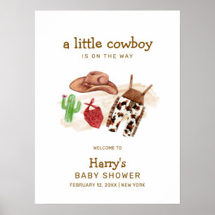 Moderne Western Cactus Cowboy Baby Dusche Willkomm Poster
