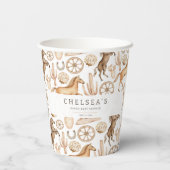 Moderne Western Rodeo Wasserfarbe Kinderdusche Pappbecher (Rückseite)