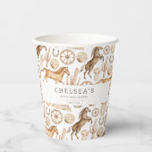 Moderne Western Rodeo Wasserfarbe Kinderdusche Pappbecher (Vorderseite)