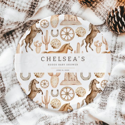 Moderne Western Rodeo Wasserfarbe Kinderdusche Pappteller