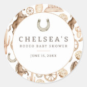 Moderne Western Rodeo Wasserfarbe Kinderdusche Runder Aufkleber (Vorderseite)