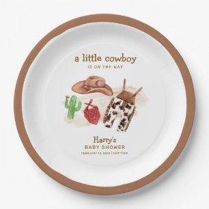Moderne Western-Wüsten-Kaktus-Cowboy-Baby-Party Pappteller