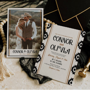 Moderne westliche Foto-Hochzeitseinladung Einladung