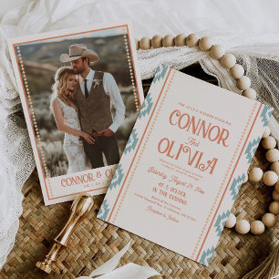 Moderne westliche Foto-Hochzeitseinladung Einladung