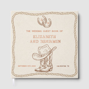Moderne westliche Hufeisen-Initialen Cowboy-Hochze Gästebuch